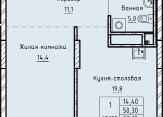 Продаю 1-комнатную квартиру, 53.1 м2, Екатеринбург, ЖК Нагорный