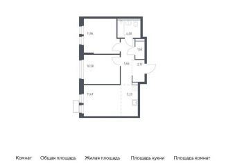 Продается 2-комнатная квартира, 53.4 м2, Московская область, квартал Ивакино, к2