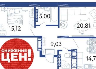 2-комнатная квартира на продажу, 71.1 м2, Астрахань, Аршанский переулок, 4, ЖК Лазурный