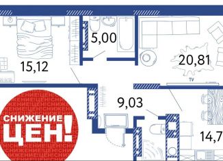 Продам 2-комнатную квартиру, 71.1 м2, Астрахань, Аршанский переулок, 4, ЖК Лазурный