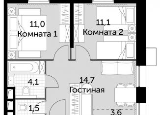 3-ком. квартира на продажу, 46.1 м2, Москва, жилой комплекс Движение Тушино, к1-2, ЖК Движение Тушино