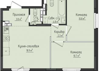 Продается двухкомнатная квартира, 52.9 м2, село Первомайский