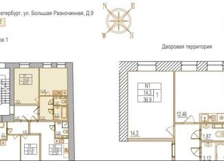 Однокомнатная квартира на продажу, 36.9 м2, Санкт-Петербург, Большая Разночинная улица, 9, метро Чкаловская