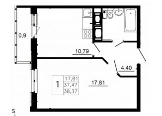 Продажа однокомнатной квартиры, 37.7 м2, городской посёлок Янино-1, ЖК Яркий