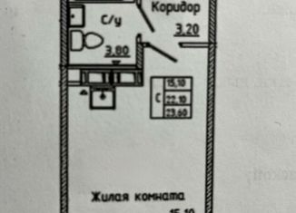 Квартира на продажу студия, 22.1 м2, поселок Бугры, Воронцовский бульвар, 9к1, ЖК Мурино 2020