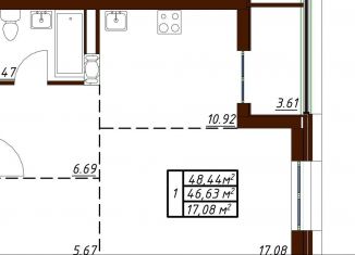 Продаю 1-комнатную квартиру, 48.4 м2, Обнинск, Белкинская улица, 36