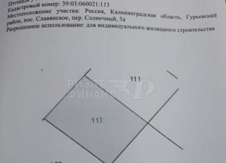 Продается участок, 12 сот., поселок Славянское, Солнечный переулок, 12А