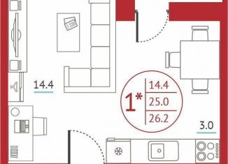 Продается квартира студия, 26.2 м2, Ростов-на-Дону, ЖК Западная Резиденция, переулок Чаленко, 19/2