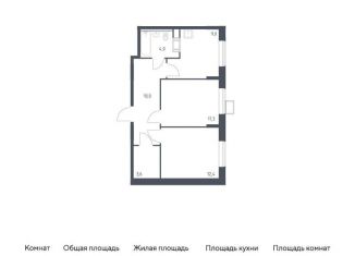 Двухкомнатная квартира на продажу, 50.3 м2, деревня Середнево, жилой комплекс Цветочные Поляны Экопарк, к2