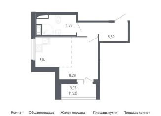 Квартира на продажу студия, 26.8 м2, Санкт-Петербург, жилой комплекс Сандэй, 7.2
