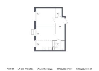 Однокомнатная квартира на продажу, 39.5 м2, деревня Столбово, проспект Куприна, 36к1