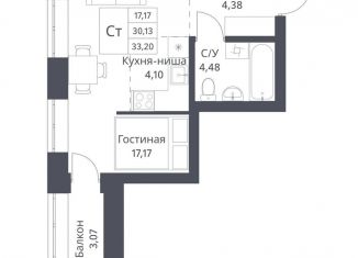Продаю квартиру студию, 33.2 м2, Новосибирская область