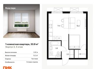 Продажа однокомнатной квартиры, 33.9 м2, Московская область, жилой комплекс Яуза Парк, 1