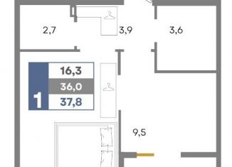 Продажа 1-комнатной квартиры, 37.8 м2, Симферополь, улица Никанорова, 4Д, ЖК Фиалка
