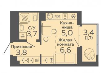 Продажа квартиры студии, 20.8 м2, Екатеринбург