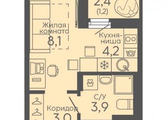 Квартира на продажу студия, 20.4 м2, Екатеринбург, Новосинарский бульвар, 6, Октябрьский район