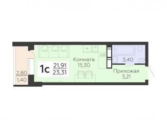 Квартира на продажу студия, 23.3 м2, Воронежская область, улица Теплоэнергетиков, 17к4