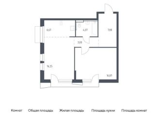 1-комнатная квартира на продажу, 54.7 м2, Московская область, жилой комплекс Квартал Авиаторов, к8