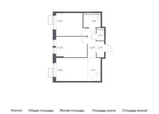 Продаю 2-комнатную квартиру, 55.5 м2, Московская область