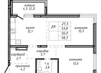 Продам 2-комнатную квартиру, 56 м2, Новосибирск, улица Связистов, 162к4с, метро Площадь Маркса