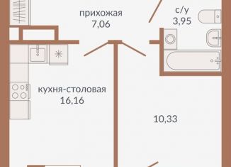 Продажа 1-комнатной квартиры, 38.9 м2, Екатеринбург, Верх-Исетский район