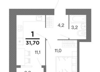 Продаю однокомнатную квартиру, 31.7 м2, Рязань