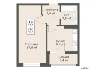 1-ком. квартира на продажу, 36.8 м2, Ставрополь, Промышленный район