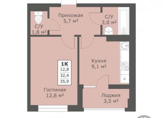Продажа однокомнатной квартиры, 35.9 м2, Ставрополь, Промышленный район
