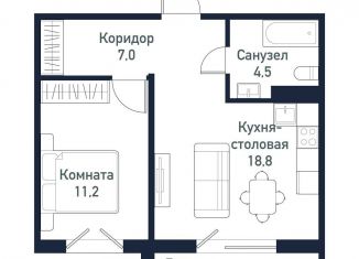 Однокомнатная квартира на продажу, 40.9 м2, Челябинская область, улица имени капитана Ефимова, 8