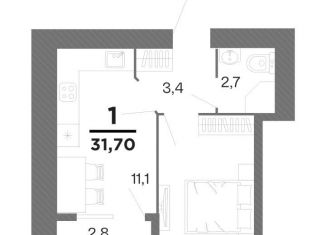 Продается однокомнатная квартира, 31.7 м2, Рязань