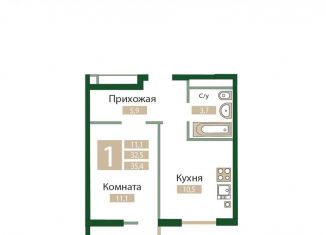 Продажа 1-комнатной квартиры, 35.4 м2, посёлок городского типа Молодёжное