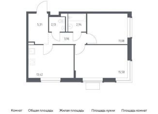 Продам двухкомнатную квартиру, 54.4 м2, Москва