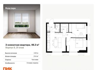 Продажа двухкомнатной квартиры, 46.3 м2, Мытищи, жилой комплекс Яуза Парк, 5