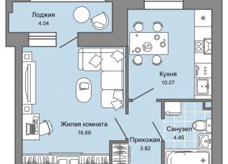 Продается 1-комнатная квартира, 37 м2, Ульяновская область, жилой комплекс Город Новаторов, 1