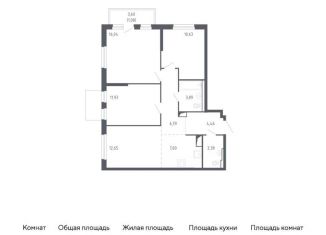 Продам 3-комнатную квартиру, 77.9 м2, Тюменская область, жилой комплекс Чаркова 72, 1.1