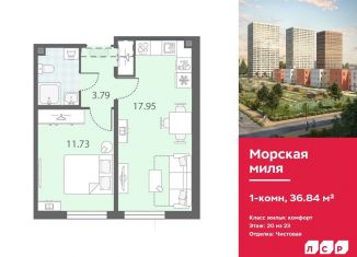 Однокомнатная квартира на продажу, 36.8 м2, Санкт-Петербург, метро Проспект Ветеранов