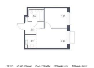 1-комнатная квартира на продажу, 32.5 м2, посёлок Мирный, жилой комплекс Томилино Парк, к6.1