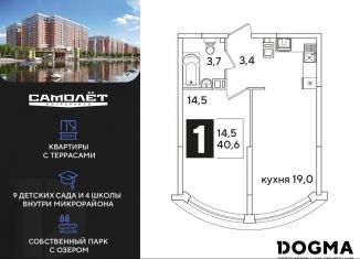 Продажа однокомнатной квартиры, 40.6 м2, Краснодарский край