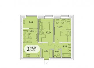 Продам 2-комнатную квартиру, 63.3 м2, Брянская область, микрорайон Мегаполис-Парк, 23к2
