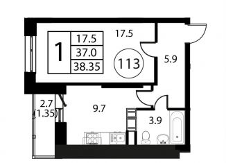 Продам 1-комнатную квартиру, 38.4 м2, Московская область