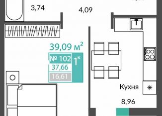 Продается 1-ком. квартира, 37.7 м2, Крым