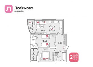 Продаю двухкомнатную квартиру, 63.4 м2, Краснодар, Прикубанский округ