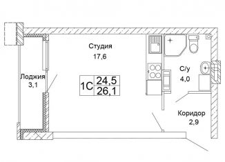 Продам 1-комнатную квартиру, 25.7 м2, Волгоград