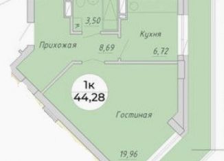 Продаю однокомнатную квартиру, 44.3 м2, Новосибирск, Тульская улица, 80, ЖК Тульский