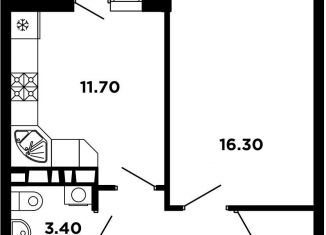 1-ком. квартира на продажу, 40.1 м2, Краснодар, Прикубанский округ, улица им. Мурата Ахеджака, 12к4