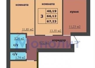 3-ком. квартира на продажу, 67.2 м2, Ярославль, Дзержинский район