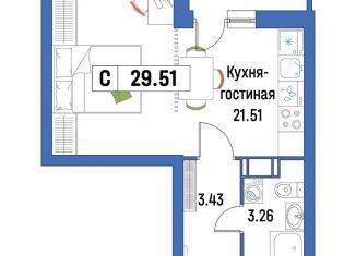 Квартира на продажу студия, 29.5 м2, Мурино, ЖК Урбанист