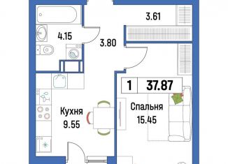 Продается 1-ком. квартира, 37.9 м2, Ленинградская область