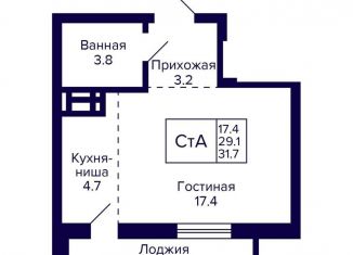 Продаю квартиру студию, 31.7 м2, Новосибирск, улица Фрунзе, с1
