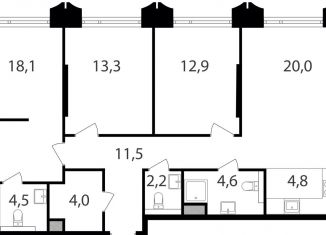 3-комнатная квартира на продажу, 95.9 м2, Москва, жилой комплекс Петровский Парк 2, к1